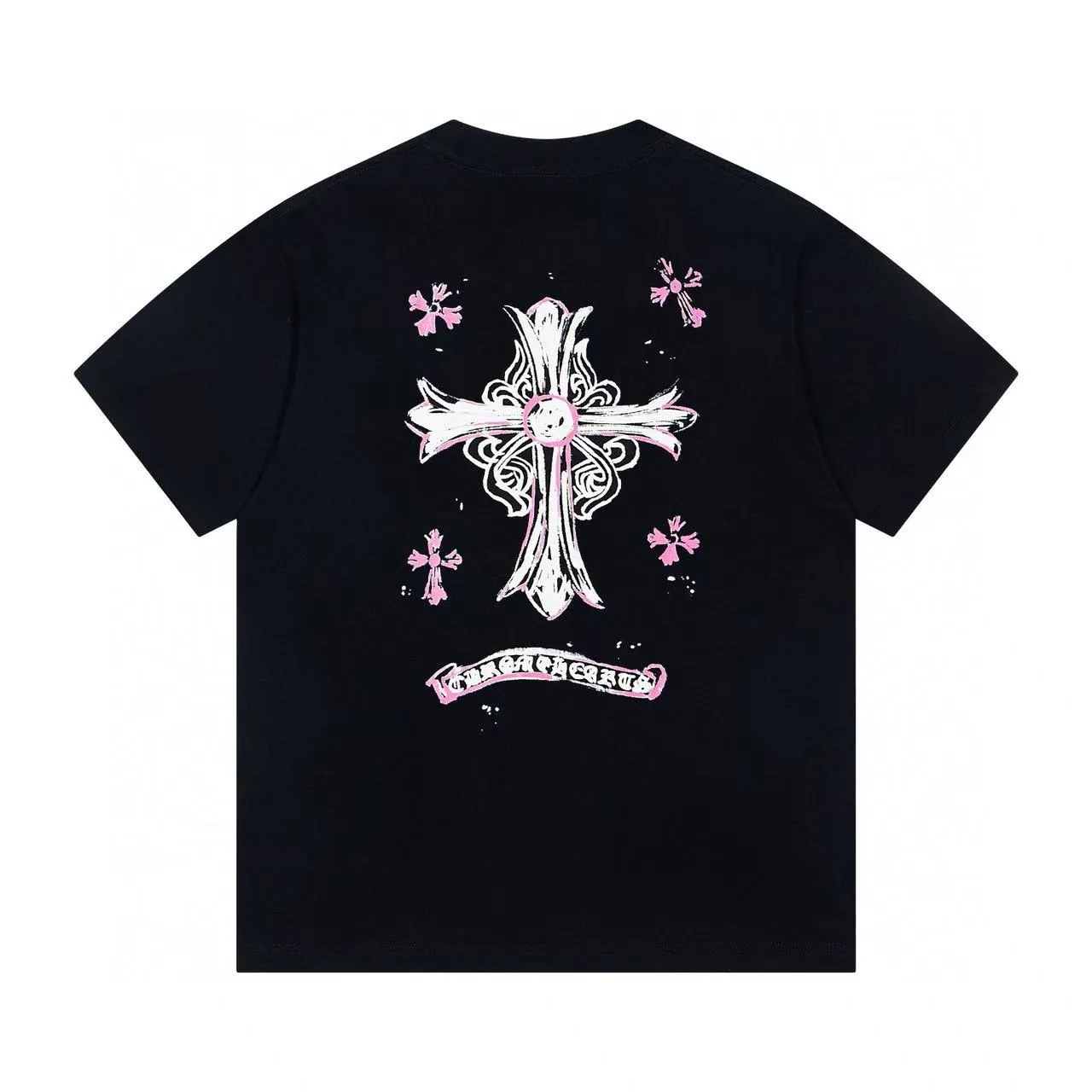 🅿️170 ChromeHearts/Chrome Hearts 25ss printed round neck T-shirt Original fabric Official same style Short-sleeved T-shirt Customized 260g same vat dyed fabric Very comfortable to the touch Latest brick cabinet synchronization for spring and summer Fashionable and individual Super versatile and good-looking Very suitable for both men and women A must-have style Tag Collar label Washed wheat Complete with three standards Color: Black White Size: XS-L